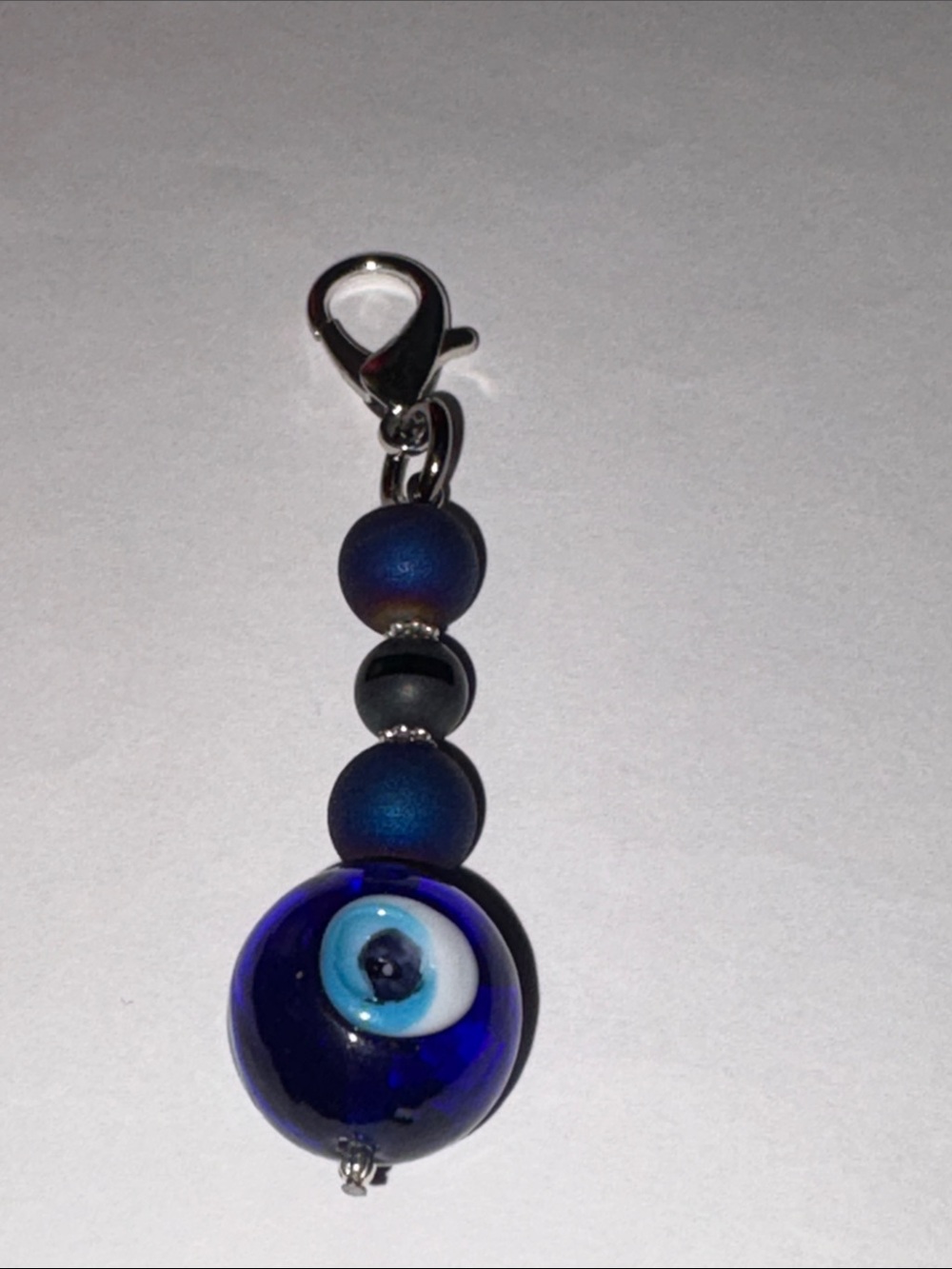 Hand Crafted Agate Crystal Glass Evil Eye Purse Charm Keychain - Picture 3 of 6